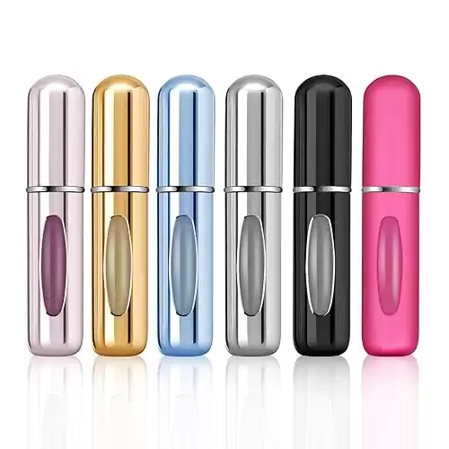 Portable Perfume Travel Refillable Bottle, Travel Size Cologne Atomizer Dispenser, Pocket Purse Perfume On The Go Container, Spray Bottles For Traveling 5ml (6 Pack)