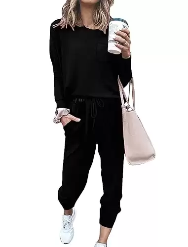 Bofell Lounge Sets for Women Two Piece Travel Outfits Sweatsuits 2 Piece Fashion 2024 Trendy Pajamas